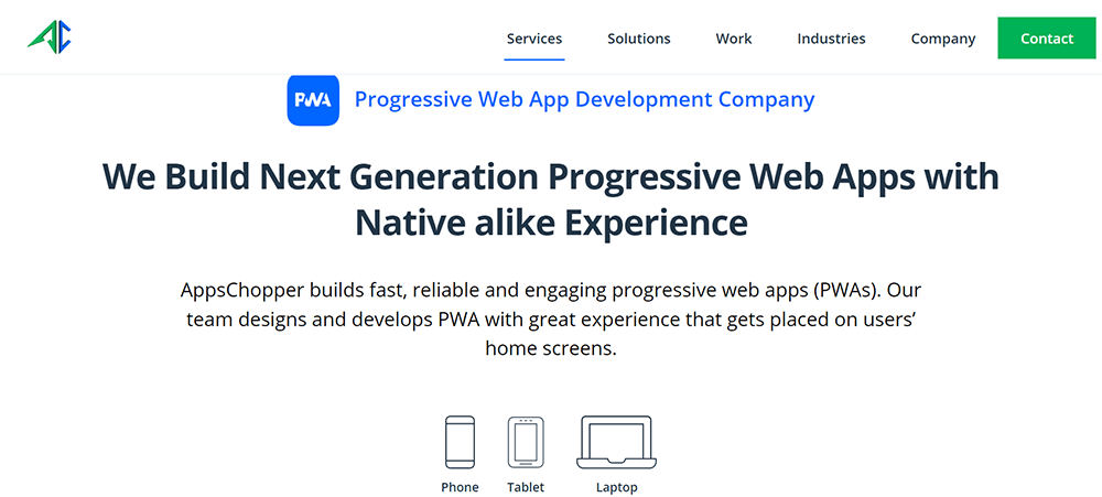 services de développement d'applications Web progressives