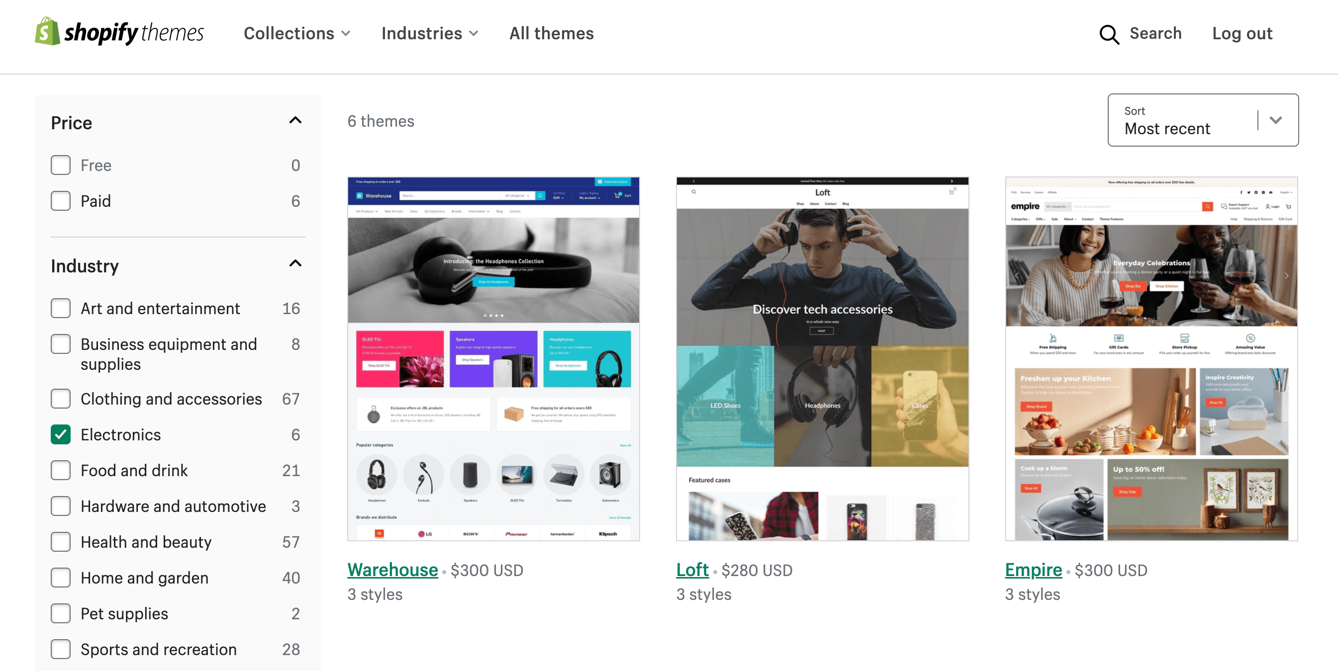 Shopifyテーマストアフィルター