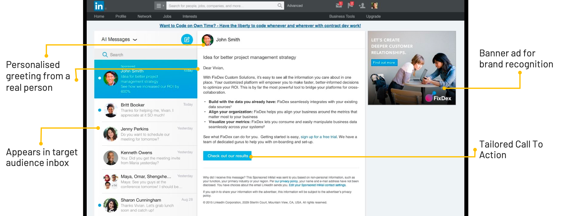 Przykład LinkedIn InMail