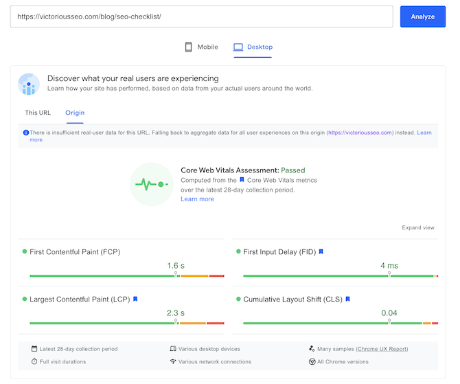 ejemplo de core web vitals