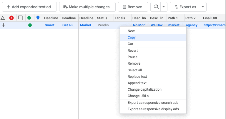 Editor di annunci Google