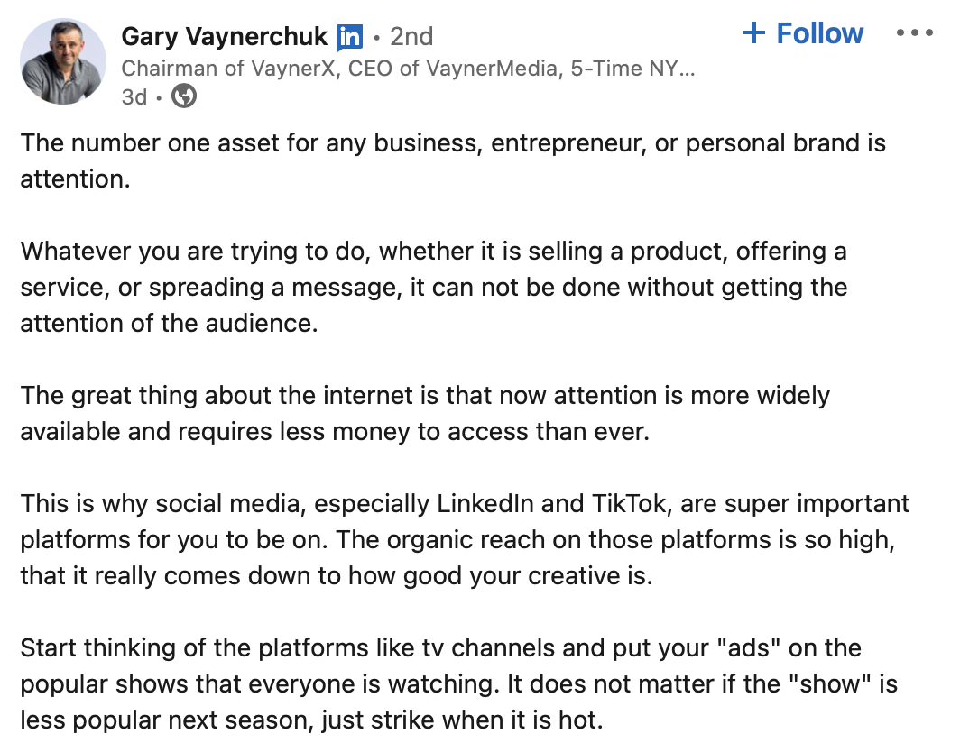 Gary Vaynerchuk LinkedIn influencer