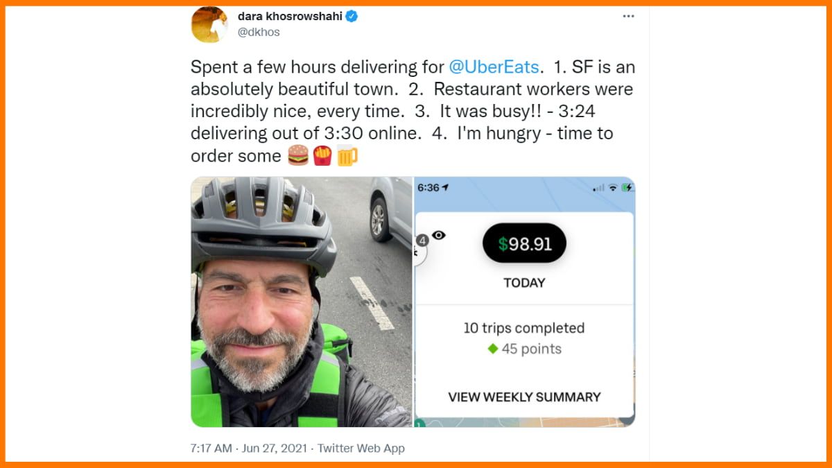 UberEats CEO'su Tweeti