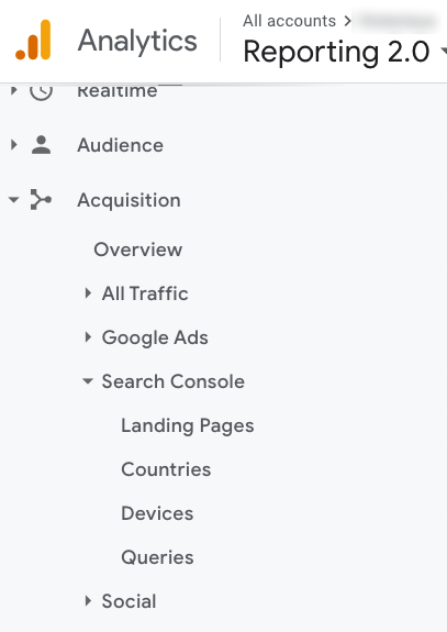 informes de la consola de busqueda en google analytics