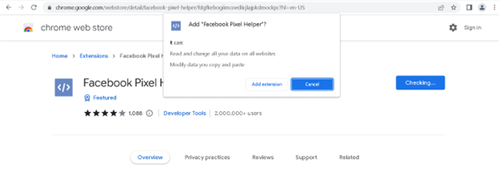 ابدأ مع Facebook Pixel Helper: دليل خطوة بخطوة 3 Facebook Pixel Helper page on Chrome Web Store