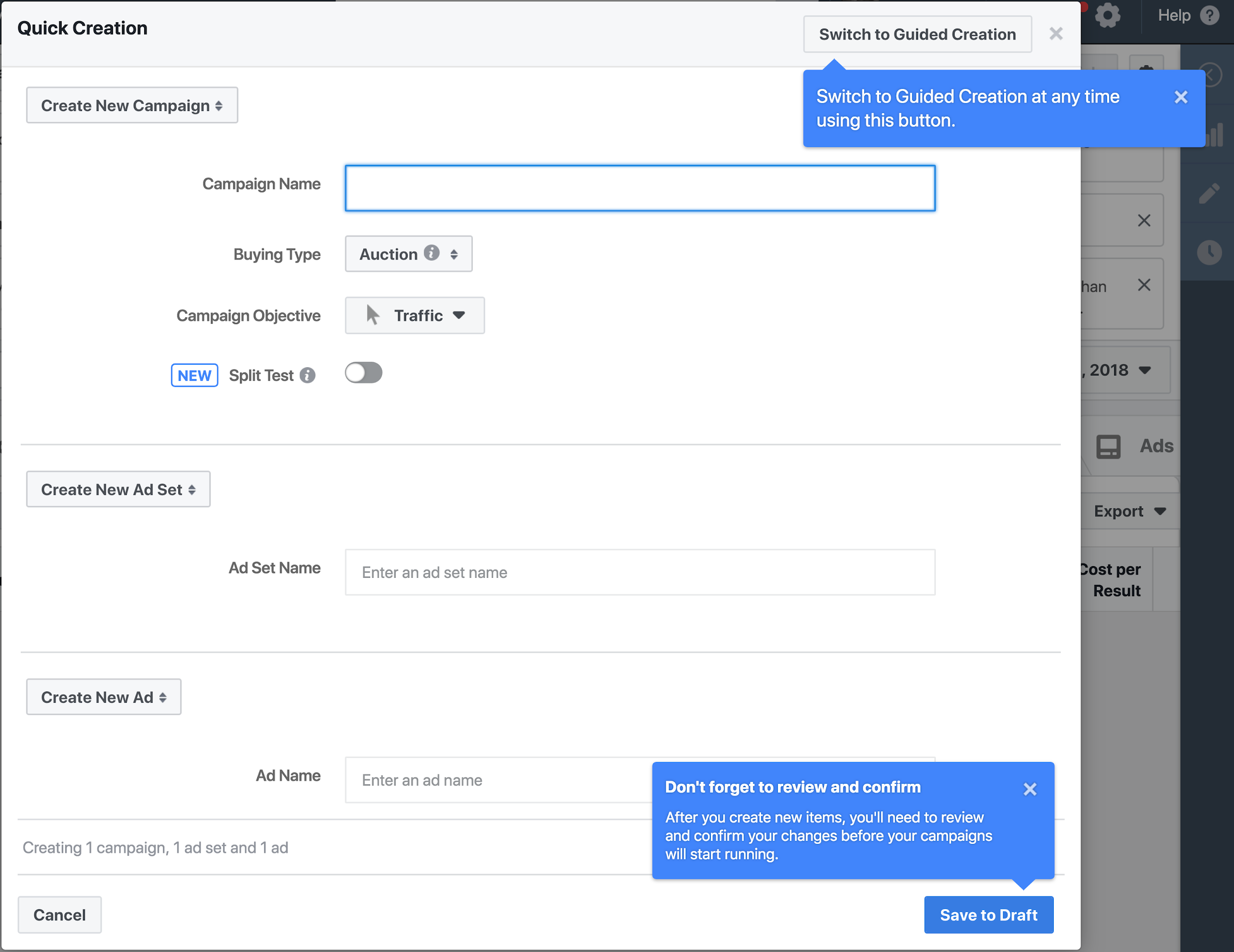 2022年にFacebook広告マネージャーを使用する方法3 Facebook ads manager quick creation