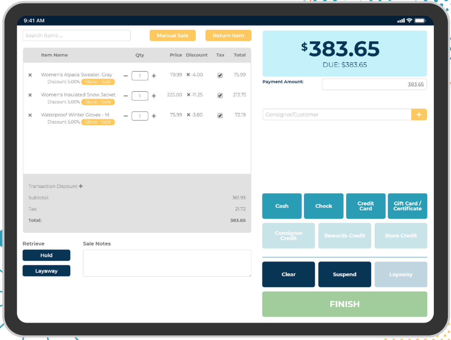 Software de remessa Ricochet no iPad