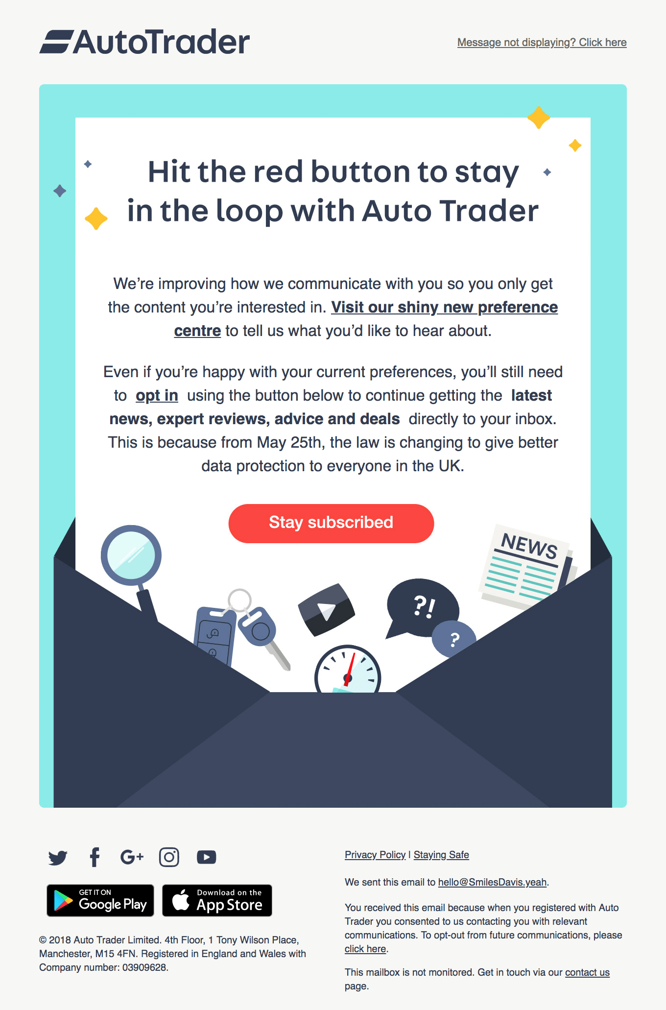 AutoTrader katılım e-postası örneği