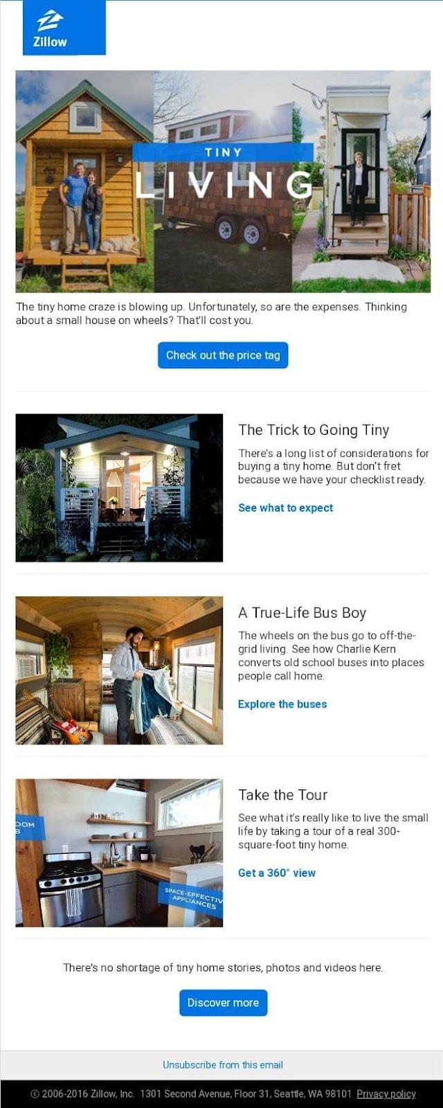 Contoh Email Newsletter yang menampilkan desain minimalis dengan hierarki desain yang jelas