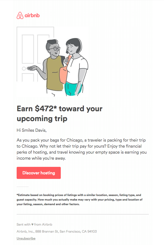 Airbnb mencoba mengaktifkan tuan rumah sebelumnya dengan kemungkinan berapa banyak yang bisa mereka peroleh dengan membuka kembali ruang kosong mereka.