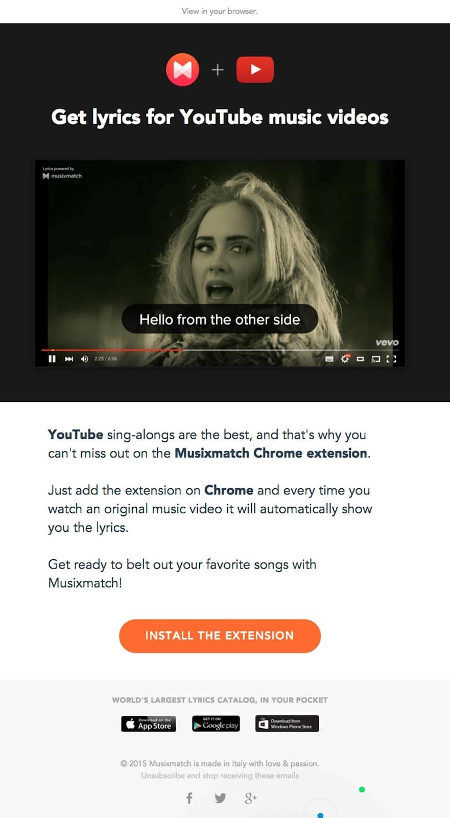 Расширение Musixmatch для Chrome