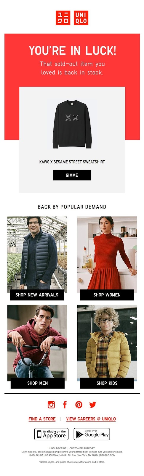 Uniqlo-E-Mail-Beispiel