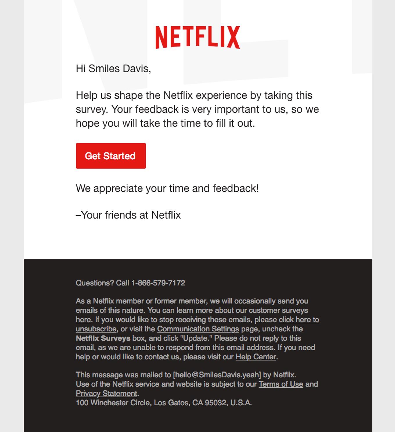 Netflixの件名の例
