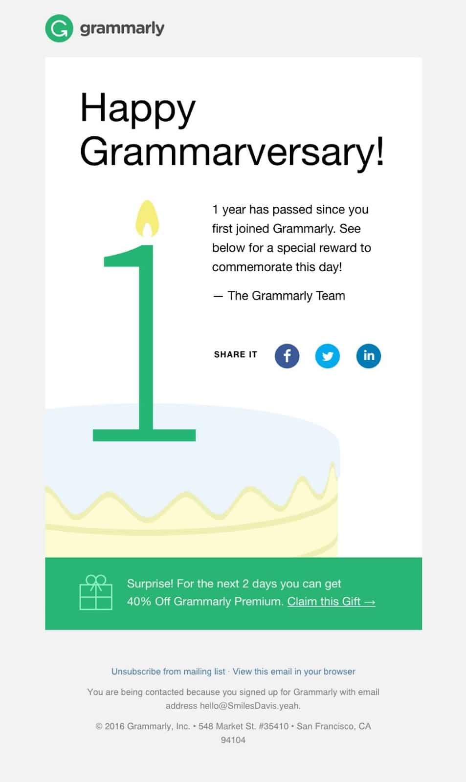 exemple d'email de bienvenue grammaticalement