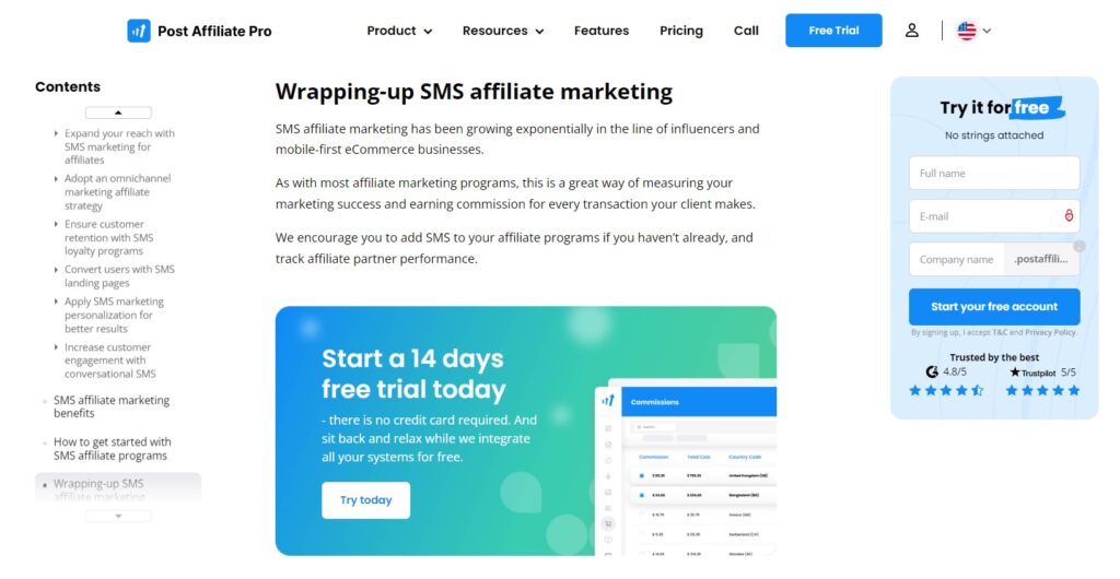 Publicar llamadas a la acción del blog Affiliate Pro