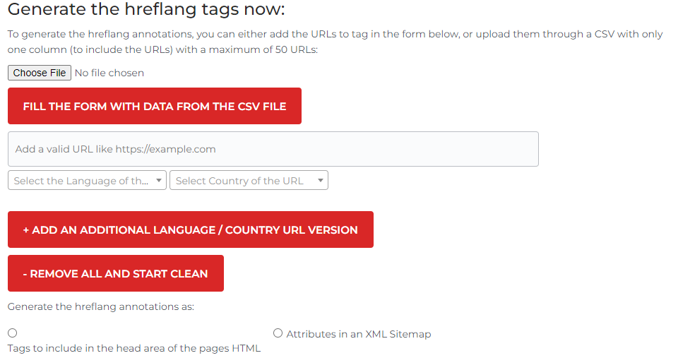 Das Generator-Tool für Hreflang-Tags