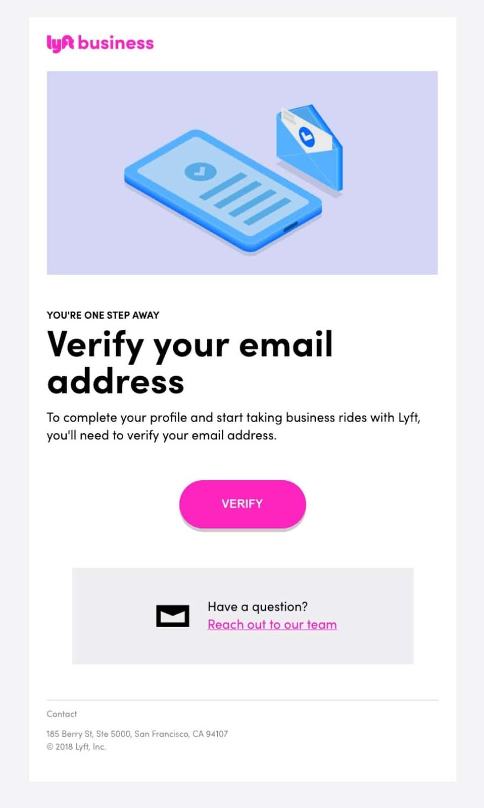 Beispiel für geschäftliche Lyft-E-Mails