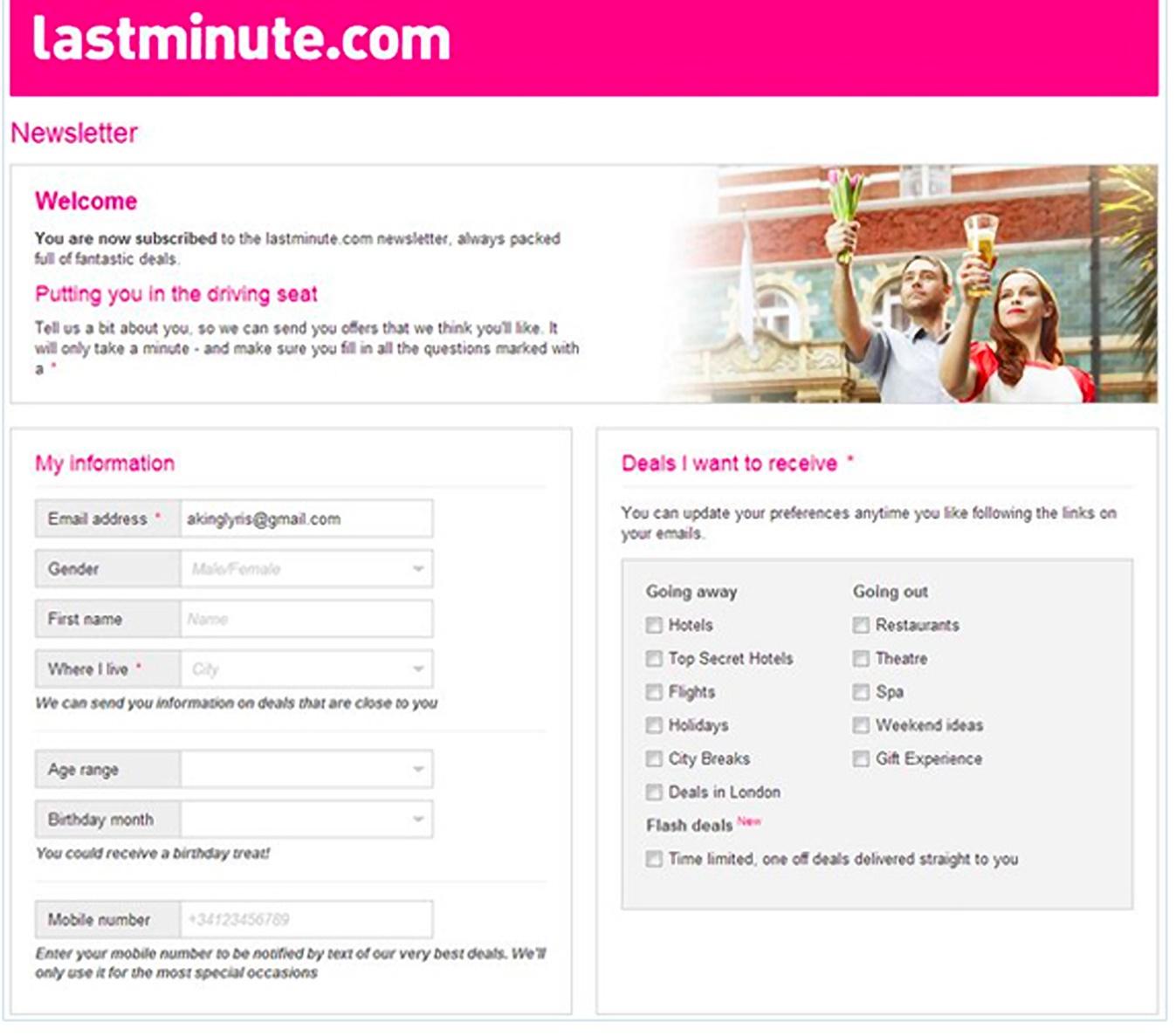 lastminute.com-E-Mail-Beispiel