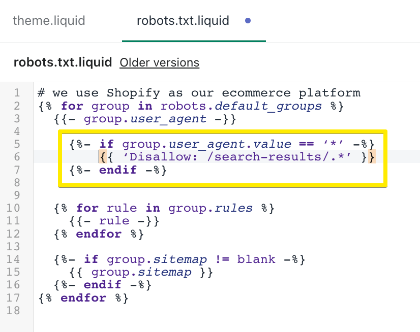 Shopify robots.txt-Bearbeitung