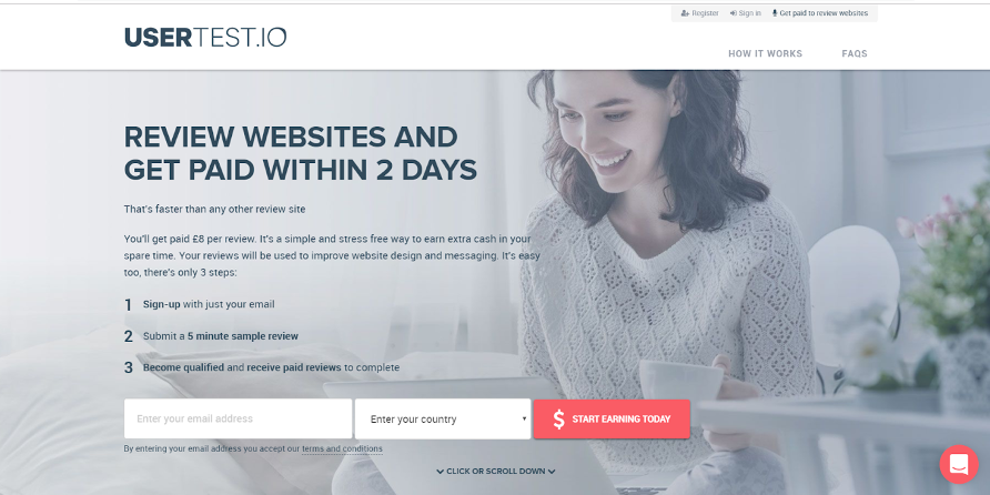 問自己的問題 圖3 Search Intent on UserTest.IO's Website