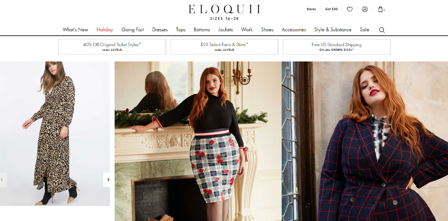 理想的客戶體驗圖1 Search Intent on Eloquii's Website