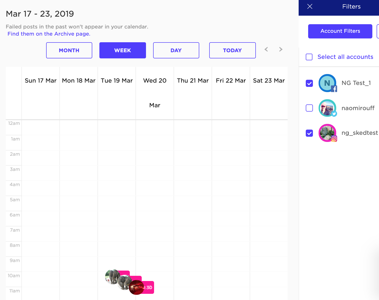 Calendario dei contenuti del programma di pianificazione dei social media