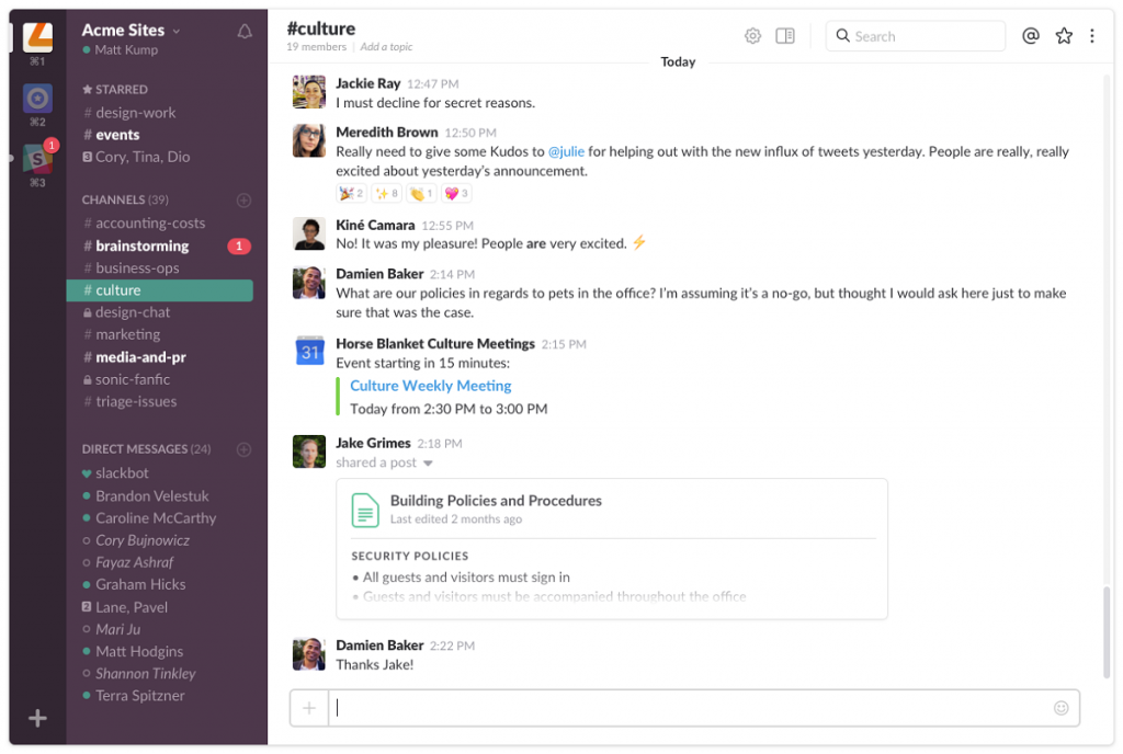 Приложения для рабочих процессов — Slack