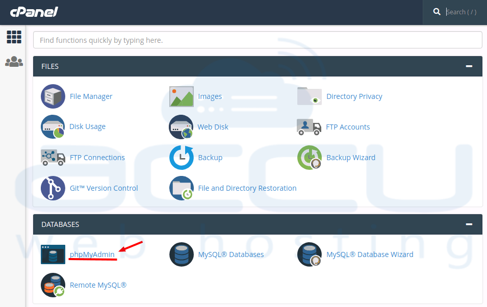 masuk ke phpmyadmin