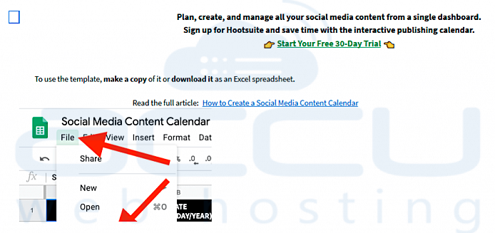 Hootsuite 콘텐츠 마케팅 캘린더 템플릿