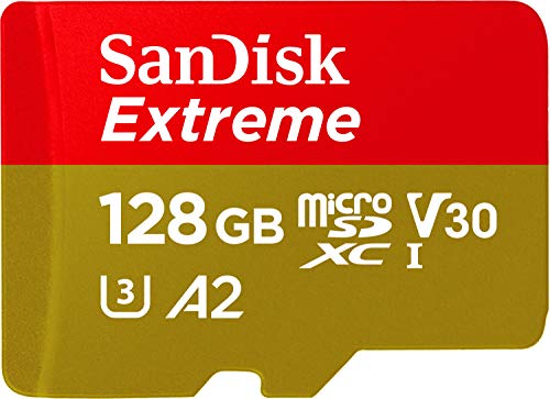 闪迪 128GB Extreme microSDXC UHS-I 存储卡，带适配器 - 高达 160MB/s，C10、U3、V30、4K、A2、Micro SD - SDSQXA1-128G-GN6MA