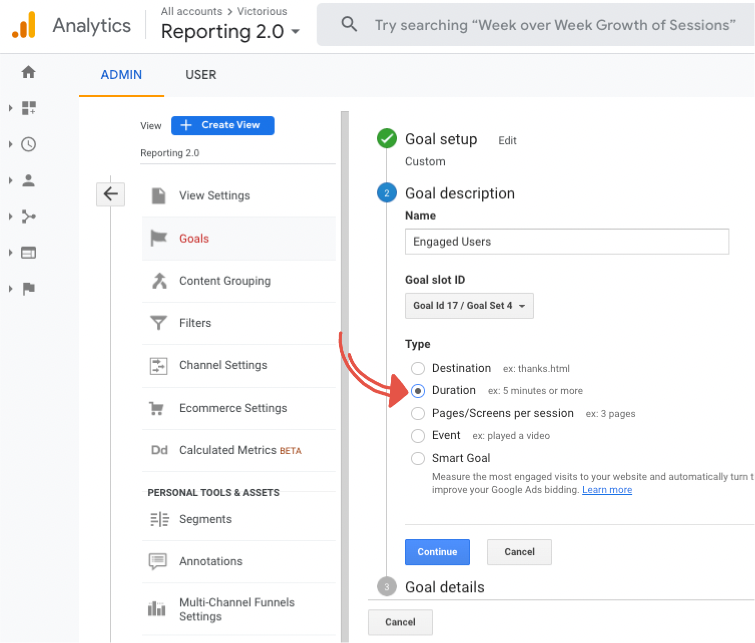 วิธีตั้งเป้าหมายระยะเวลาใน Google Analytics