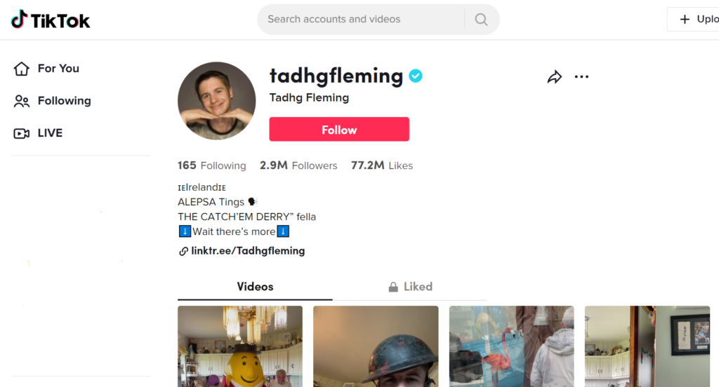 Vídeos engraçados de Tadgh Flemings com sua família lhe renderam 2,9 milhões de seguidores