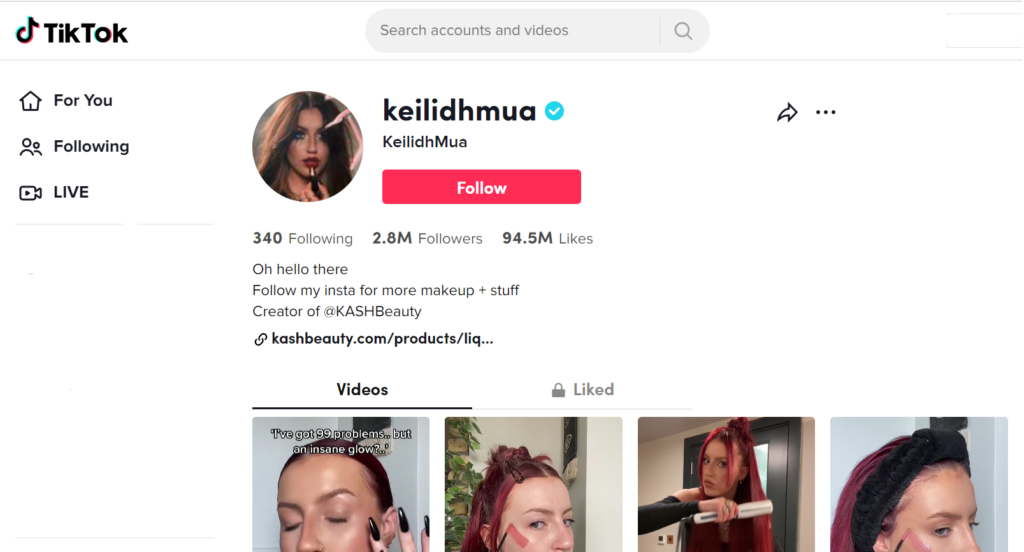 Keilidh Mua é a maquiadora mais seguida no TikTok na Irlanda