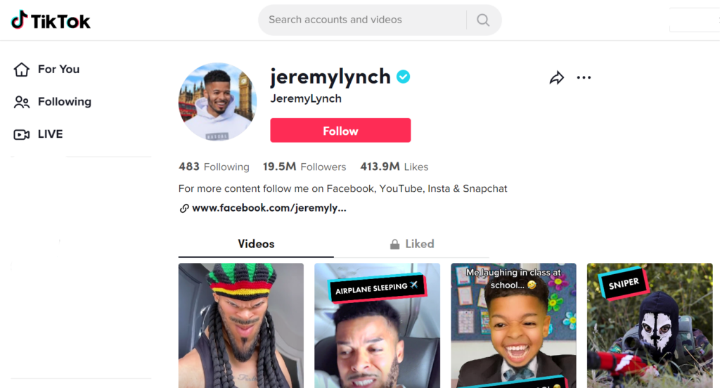 Os vídeos de transição e freelancer de Jeremey Lynch atraíram seguidores de 19,5 milhões de pessoas