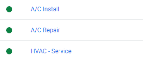 Bir HVAC yüklenicisinin Google Ads hesabındaki reklam grupları