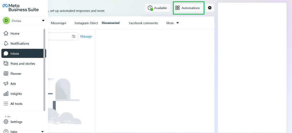 Message de bienvenue pour la page Facebook - 15 Exemples et modèles prêts à l'emploi 8 Meta Business Suite Inbox