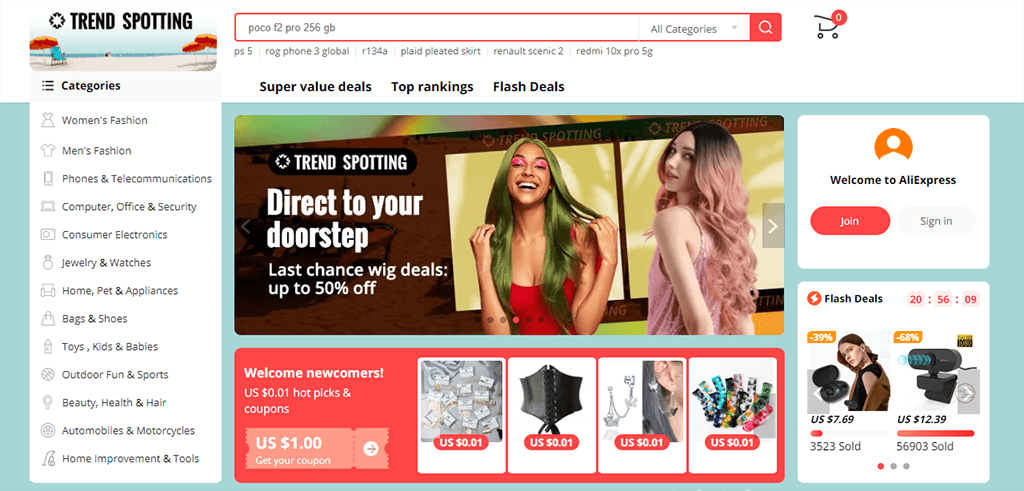 Sito web AliExpress