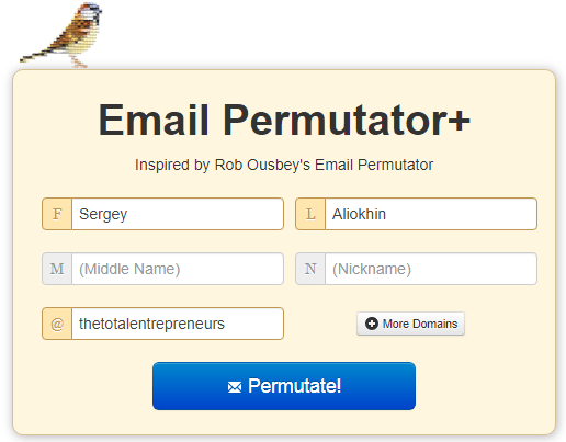 găsiți adresa de e-mail a cuiva folosind permutatorul de e-mail