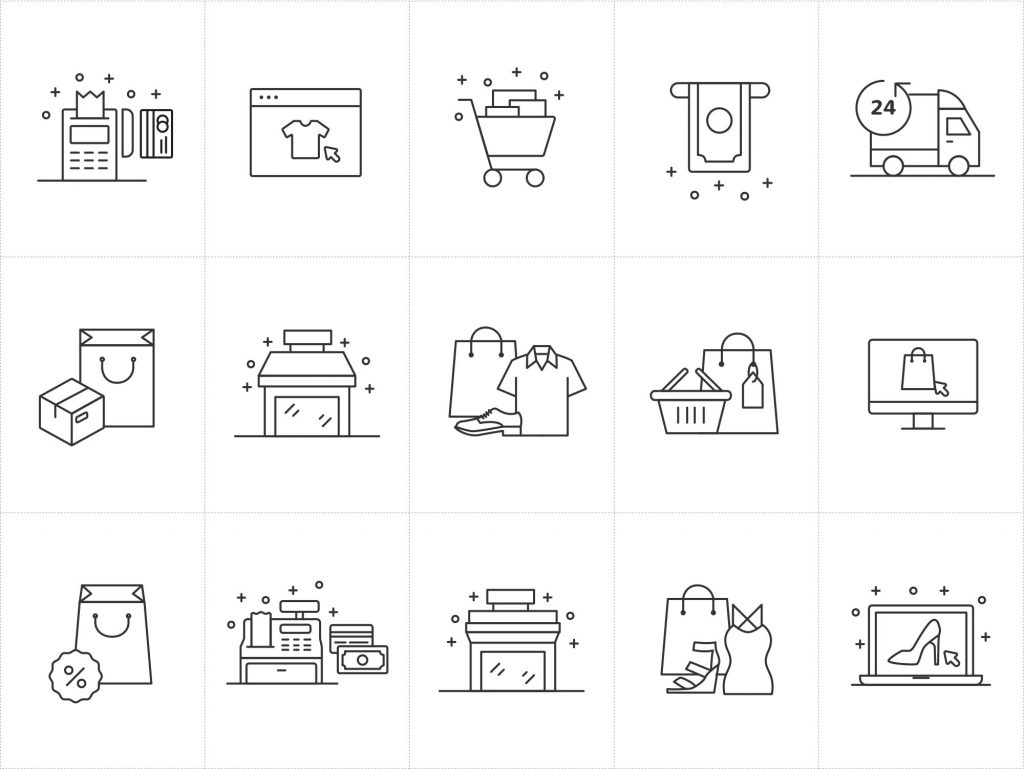 15 ícones de comércio eletrônico