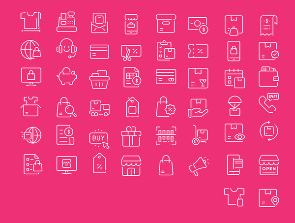 50 ícones de comércio eletrônico