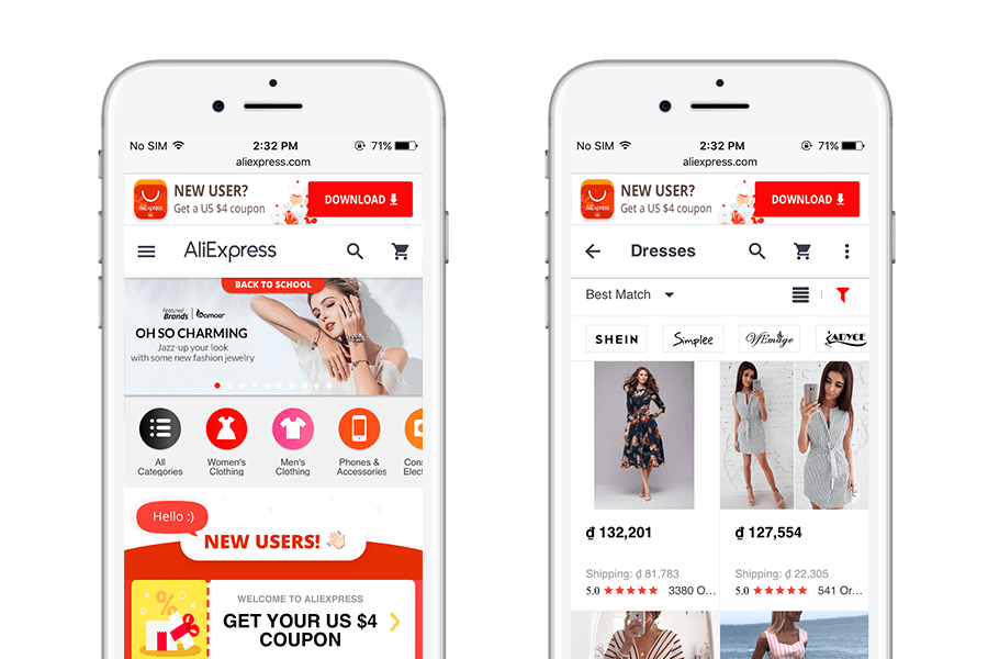AliExpress - 10 melhores aplicativos web progressivos para comércio eletrônico 2018