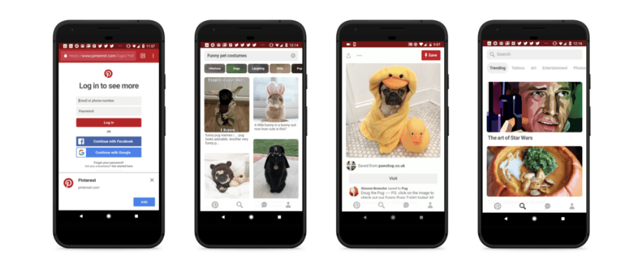 Прогрессивное веб-приложение Pinterest