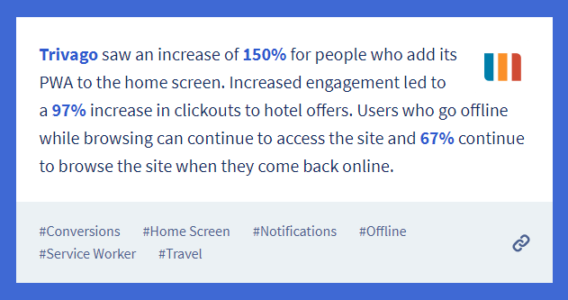 Статистика Trivago PWA