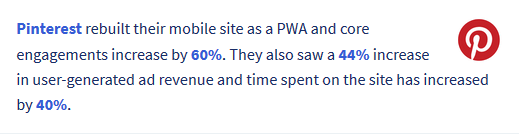 Pinterest статистика PWA