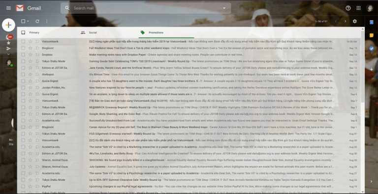 Пользовательский интерфейс Gmail