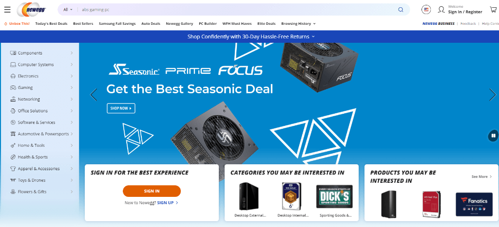 Site-ul Newegg