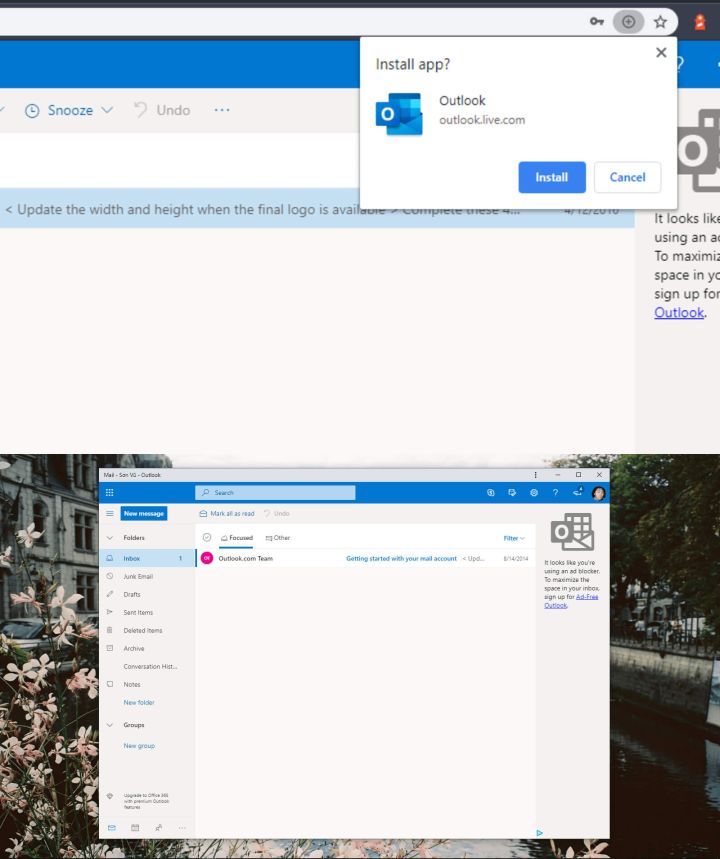 PWA do Microsoft Outlook