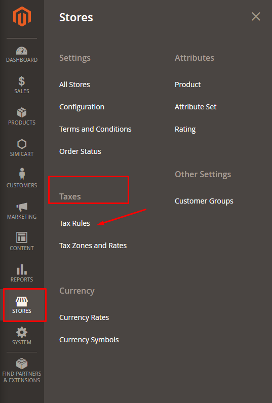 meniu fiscal magento