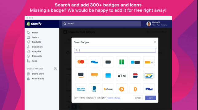 신뢰 배지 Shopify 앱