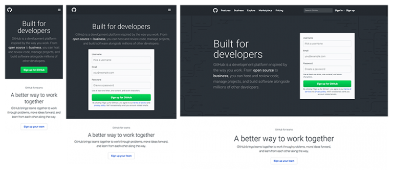 GitHub 响应式示例